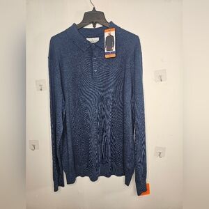 Modern Ambition Men's Responsible Wool Cotton Blend Shirt Sweater, Blue, XXL